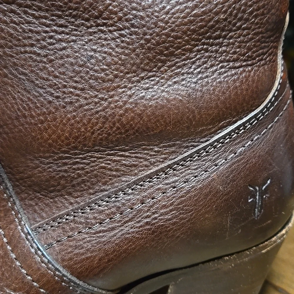 Frye Jane Fold Over Rich Brown Leather Boots Knee High Womens Size 7
